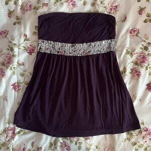 Express Women's Purple and Silver Vest